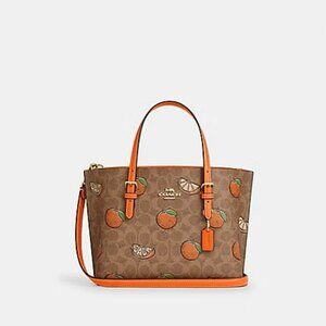 Coach Mollie Tote Bag 25 In Signature Canvas With Orange Print (Style#, CBB55)